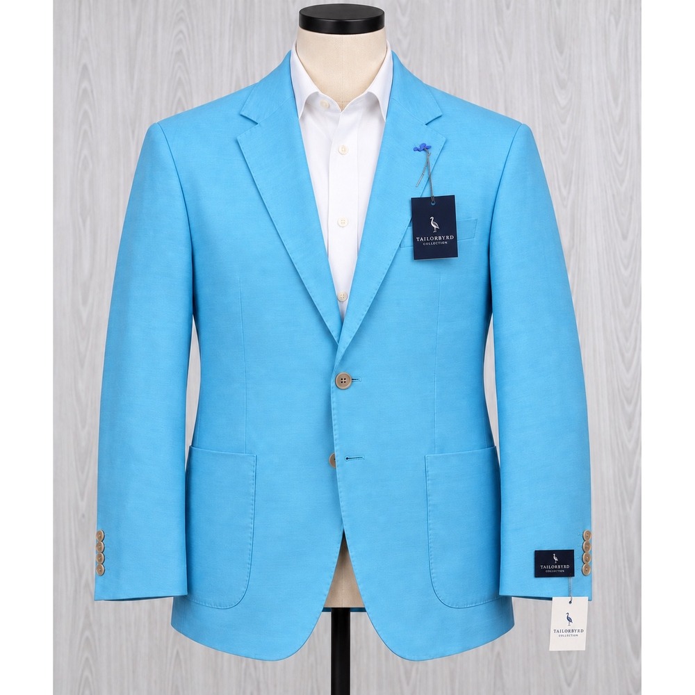 Tailorbyrd Modern Fit Linen Blazer Mens 40S Blue Solid NEW Sport Coat Jacket